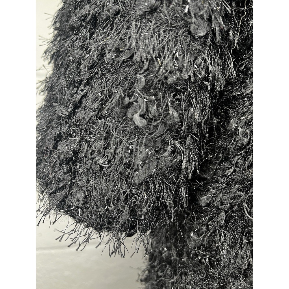 Donna Salyers Black Open Front Jacket Medium Shag‎  Metallic Silver Whimsigoth - Picture 3 of 11